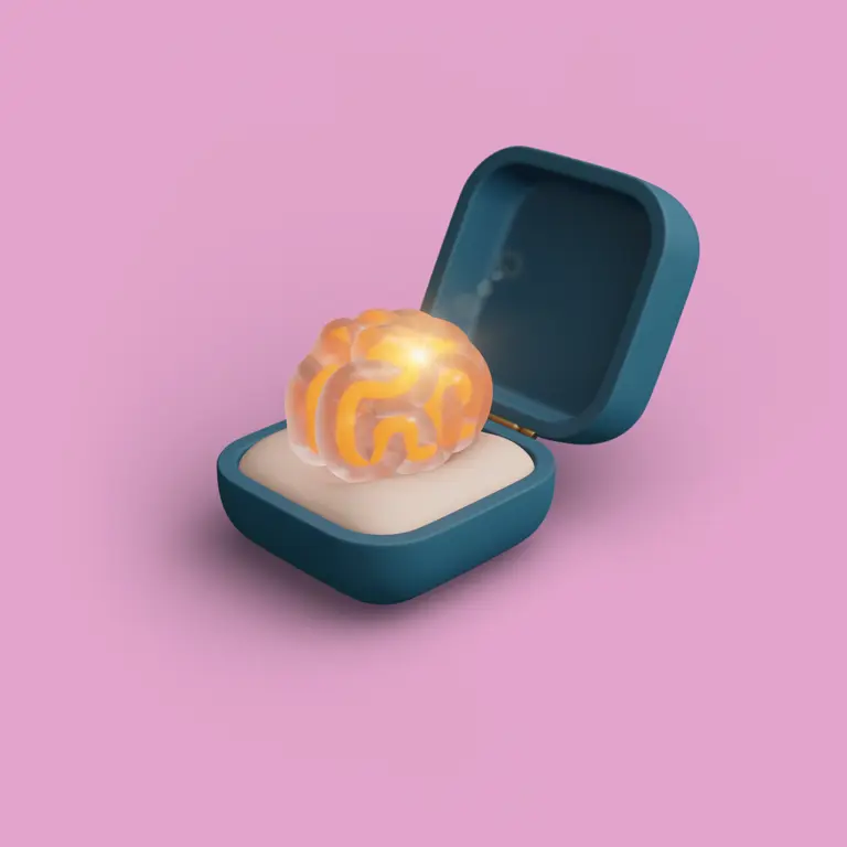 Orange hjärna i en ask